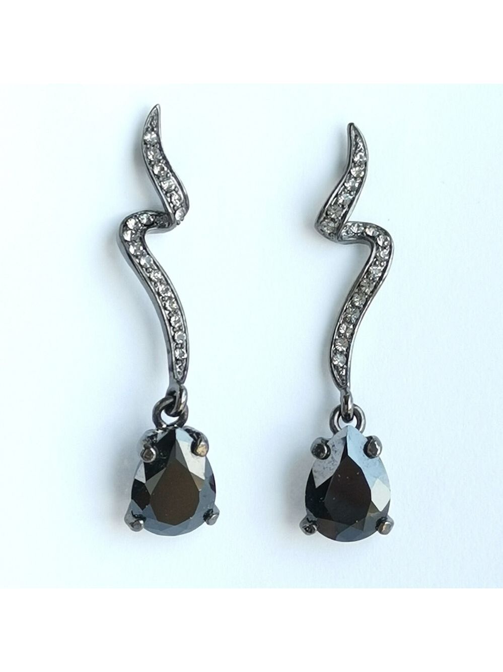 Long Black CZ and Smoke Crystals chandelier earrings 🆕